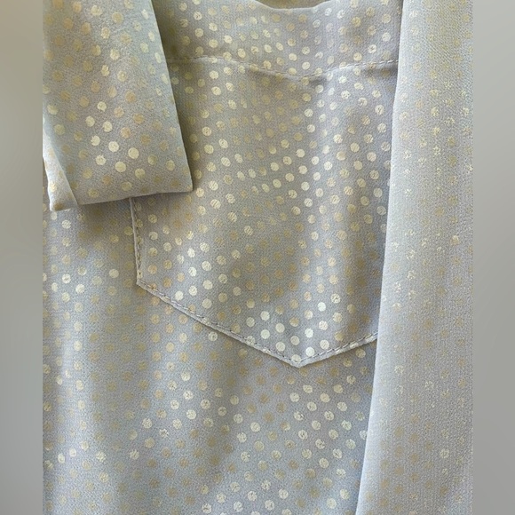 Sheer Dot Button Up Tie Blouse - Picture 3 of 4